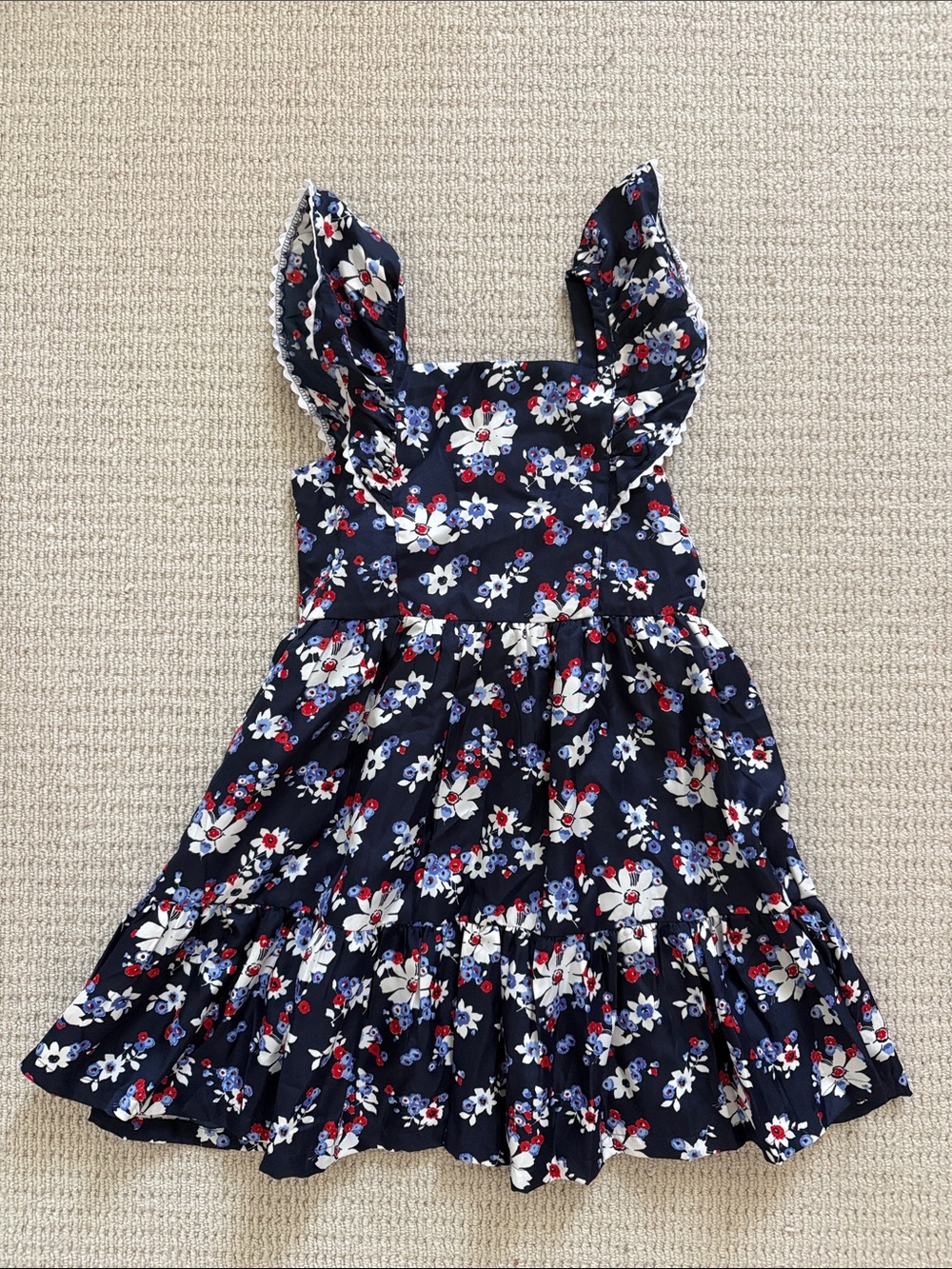 Janie and Jack Navy Floral Ruffle Strap Dress